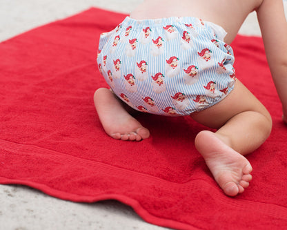 Blue Striped Santa Print Swim Bloomer