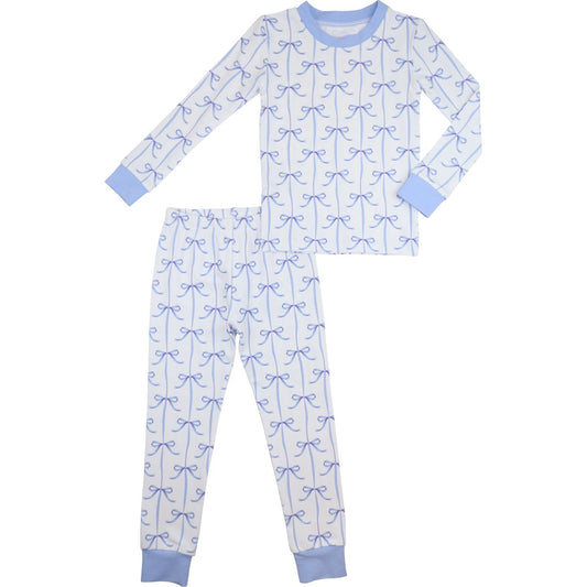 Blue Bow Knit Pajamas