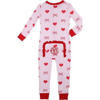 Heart And Bow Knit Zipper Pajamas