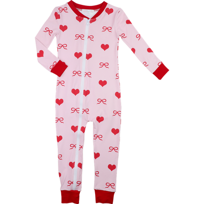 Heart And Bow Knit Zipper Pajamas