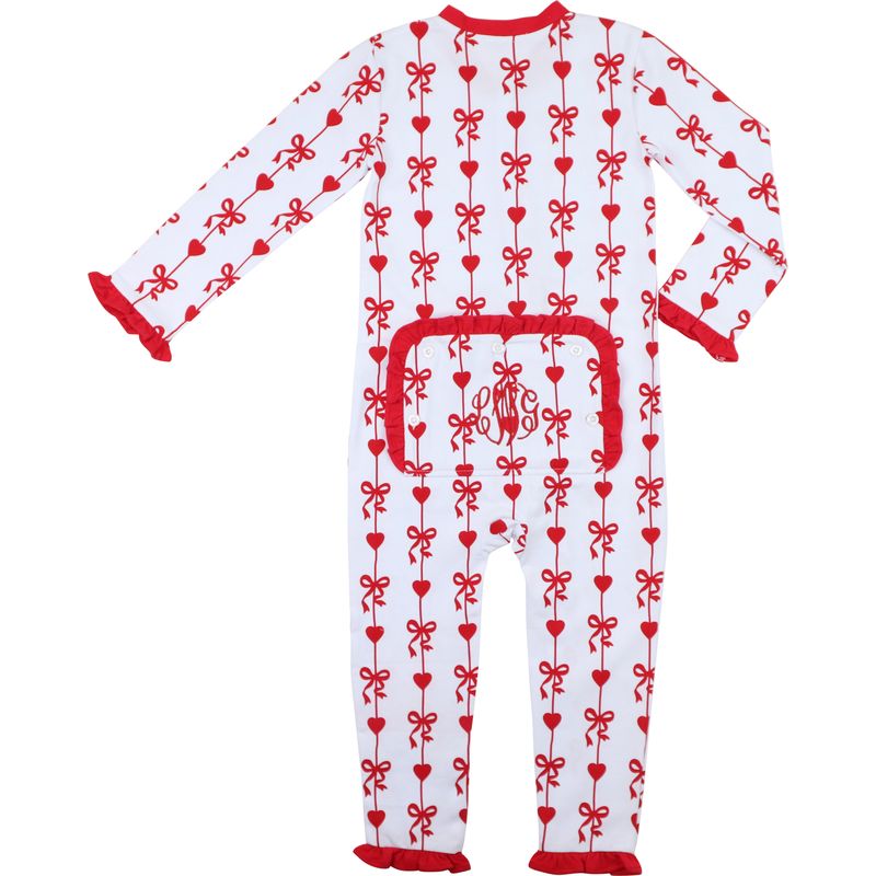 Heart And Bow Ribbon Knit Zipper Pajamas