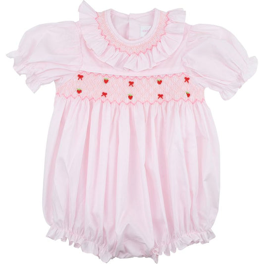 Heirloom Smocked Strawberry And Bow Bubble