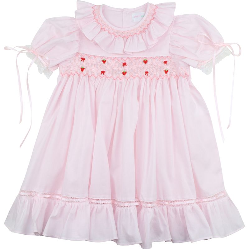 Heirloom Smocked Strawberry And Bow Dress