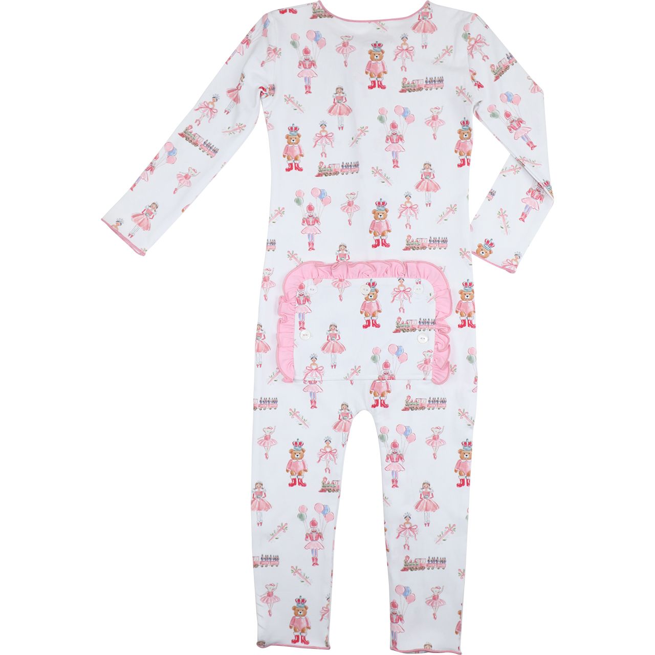 Holiday Ballerina Knit Zipper Pajamas Back 