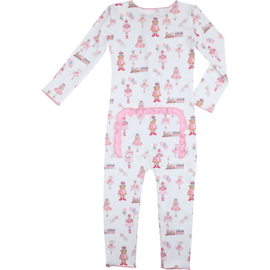 Holiday Ballerina Knit Zipper Pajamas Back 
