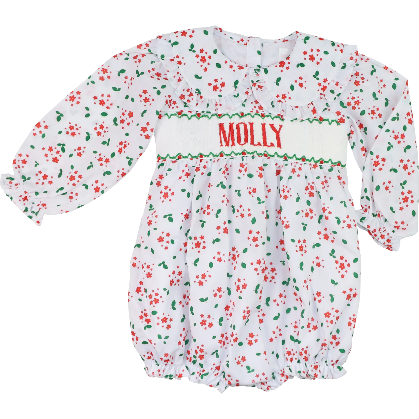 Holiday Floral Custom Smocked Bubble