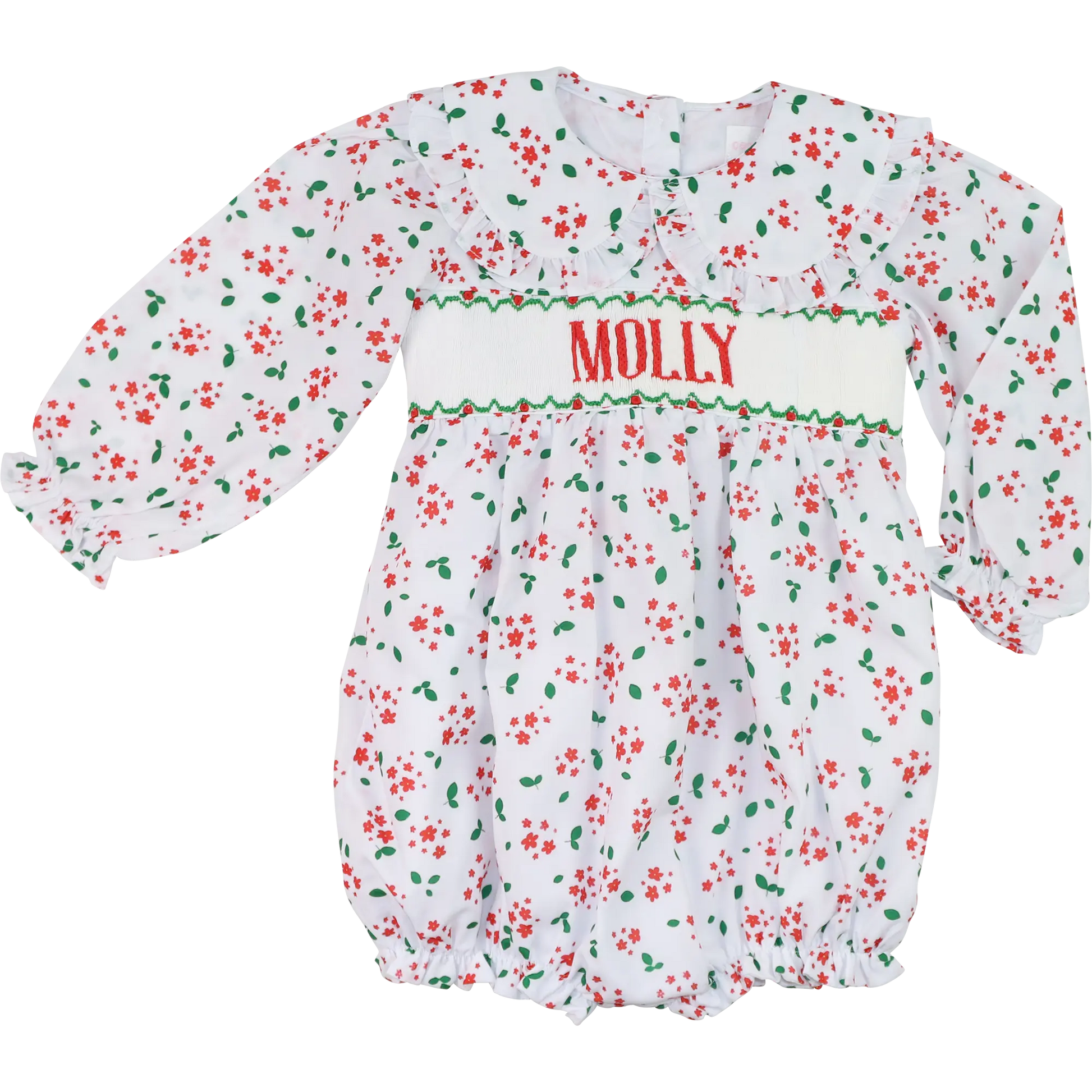Holiday Floral Custom Smocked Bubble