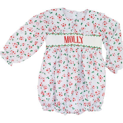 Holiday Floral Custom Smocked Bubble