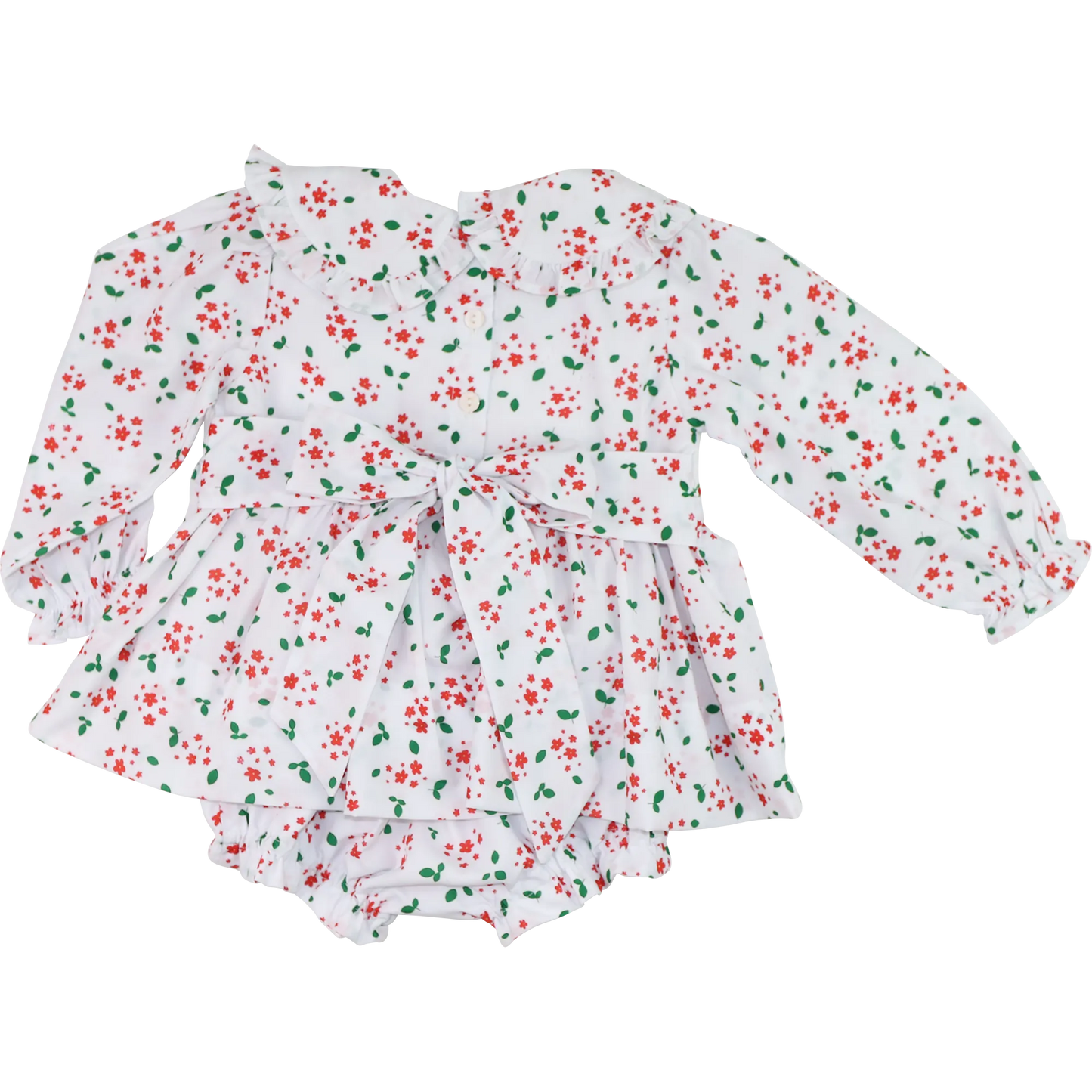 Holiday Floral Custom Smocked Diaper Set