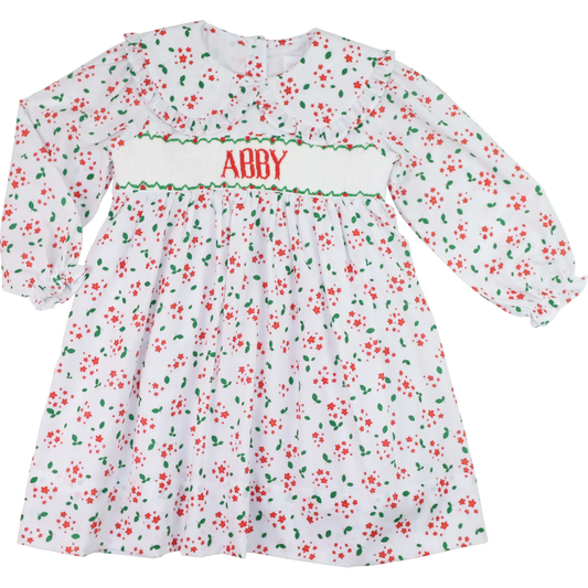Holiday Floral Custom Smocked Dress