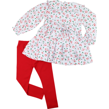 Holiday Floral Custom Smocked Legging Set Back