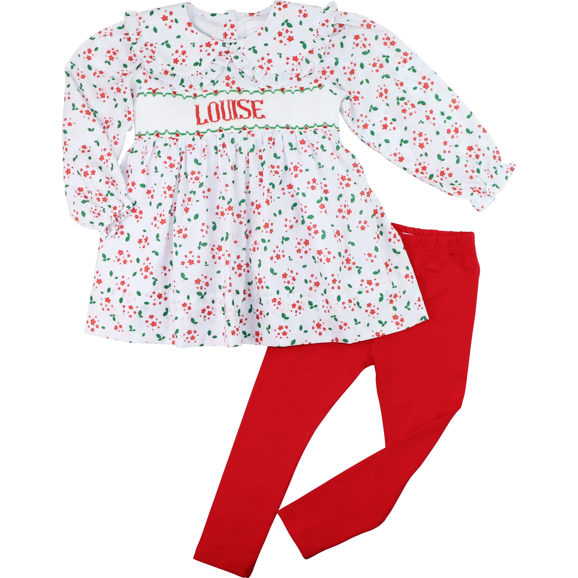 Holiday Floral Custom Smocked Legging Set