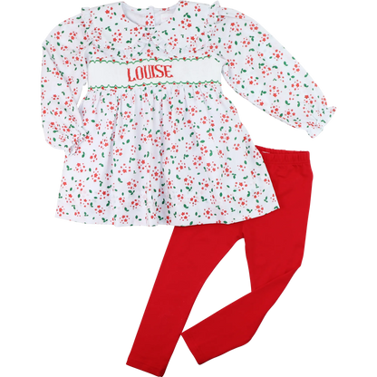 Holiday Floral Custom Smocked Legging Set