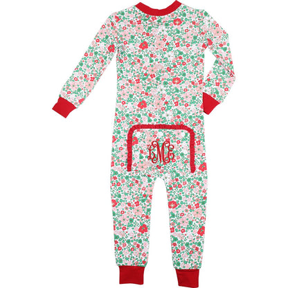 Holiday Floral Knit Zipper Pajamas