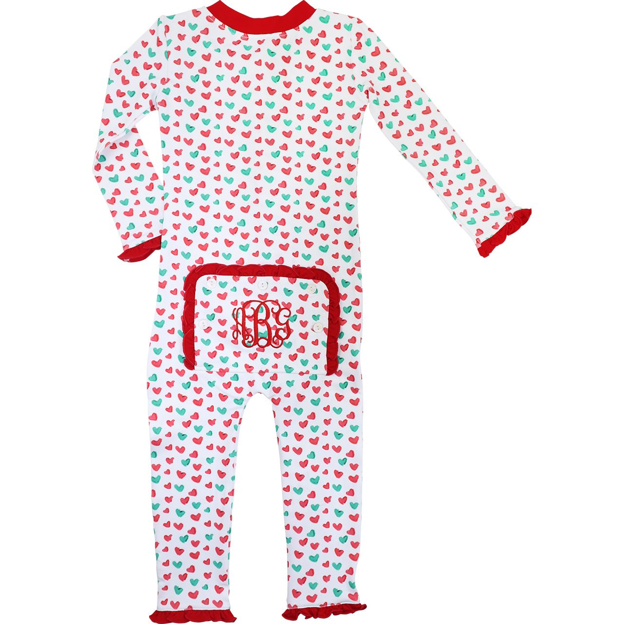 Holiday Hearts Knit Zipper Pajamas