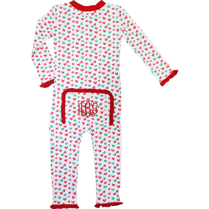Holiday Hearts Knit Zipper Pajamas