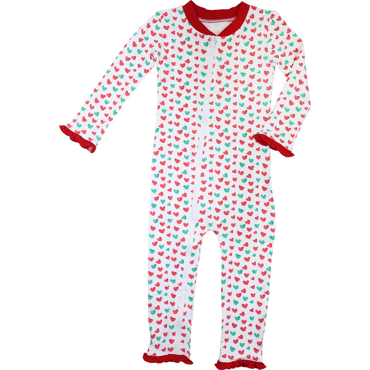 Holiday Hearts Knit Zipper Pajamas