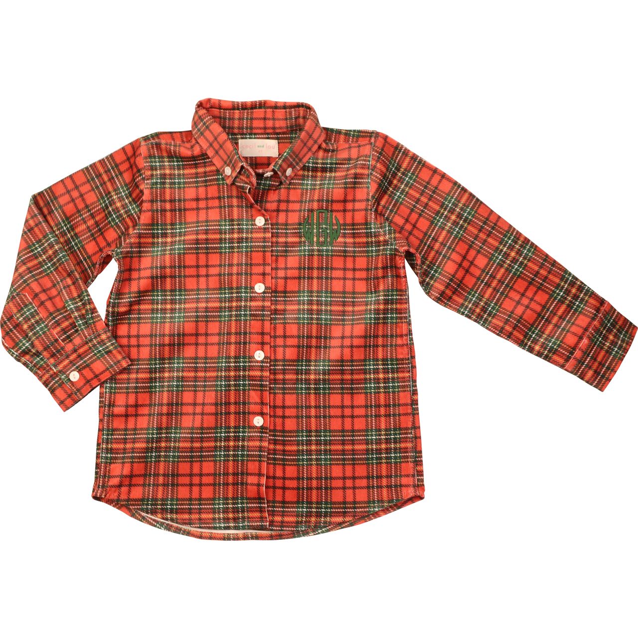 Holiday Plaid Corduroy Button Down Shirt