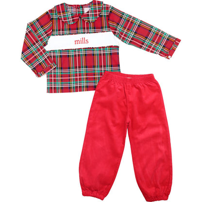 Holiday Plaid Insert Ankle Pant Set