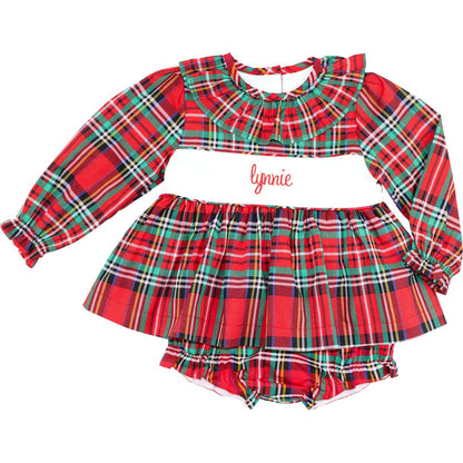 Holiday Plaid Insert Ruffle Diaper Set