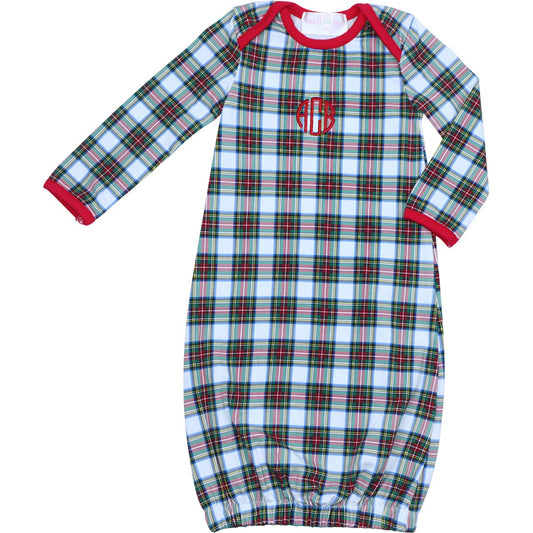 Holiday Plaid Knit Baby Gown