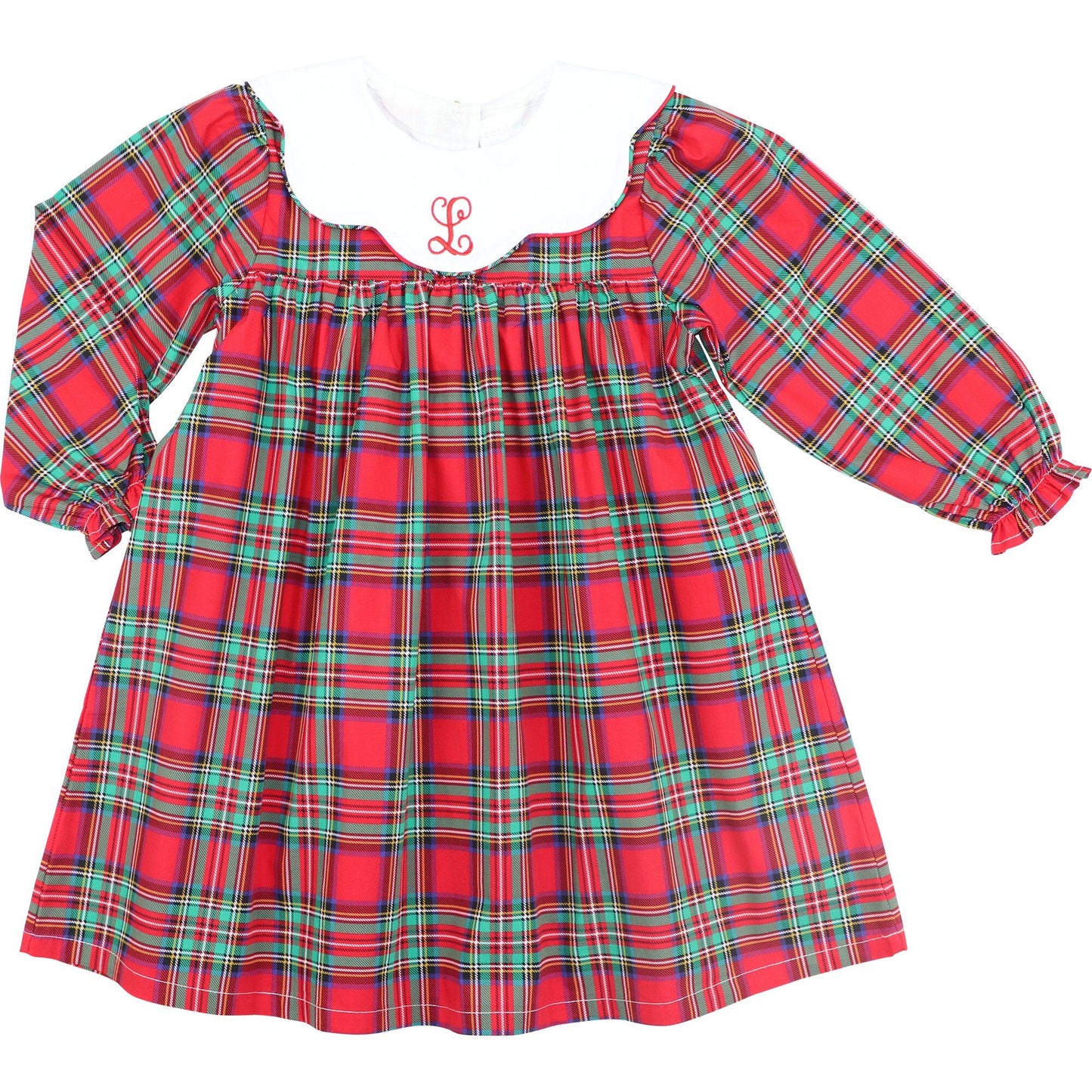 Holiday Plaid Scalloped Collar Dress