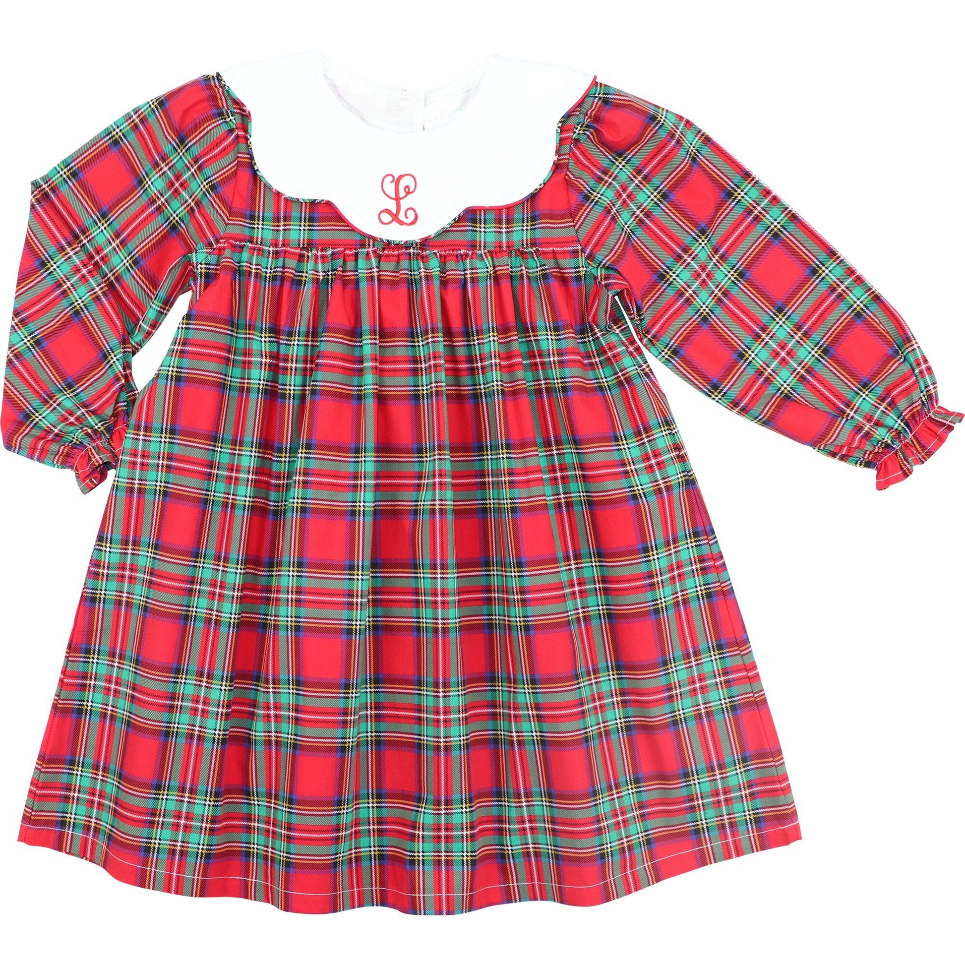 Holiday Plaid Scalloped Collar Dress