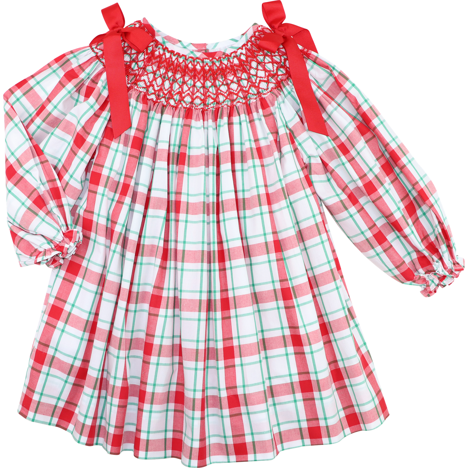 Holiday Plaid Smocked Bow Dress