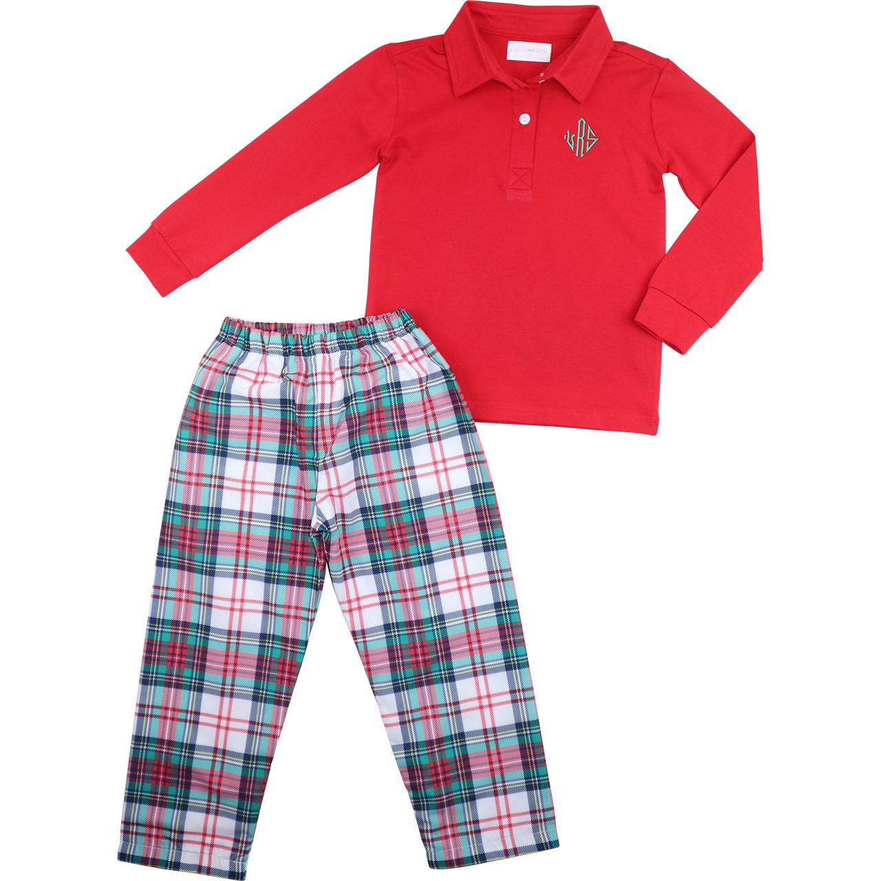 Holiday Tartan Plaid Polo Pant Set