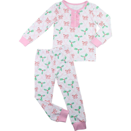 Holly And Bow Knit Pajamas