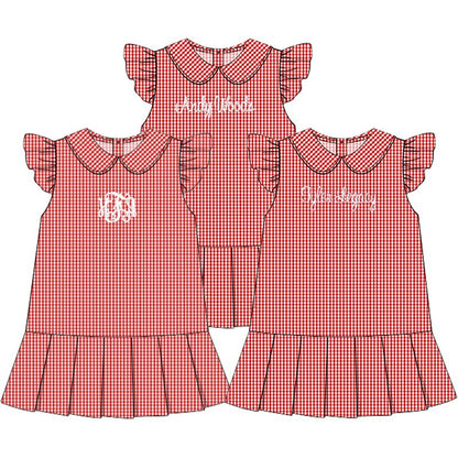 Red Gingham Knit Tennis Dress