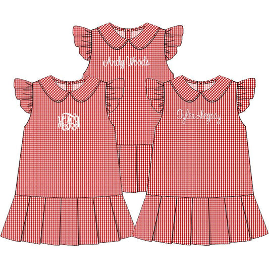Red Gingham Knit Tennis Dress