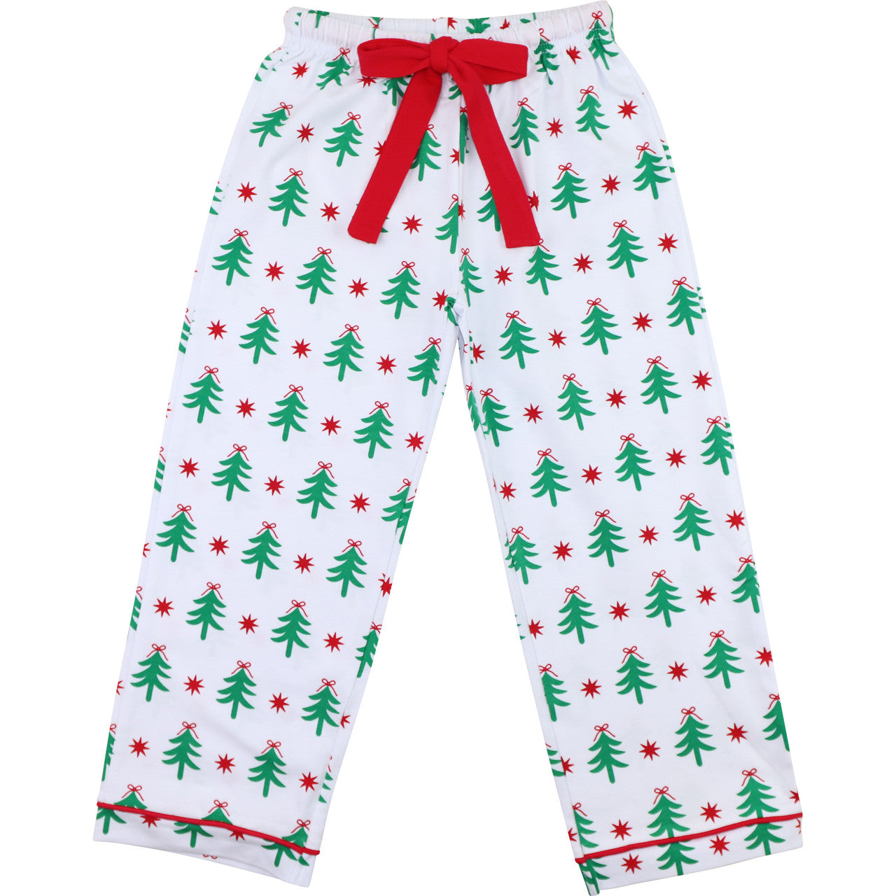 Girl's Red And Green Knit Christmas Tree Pajama Pants