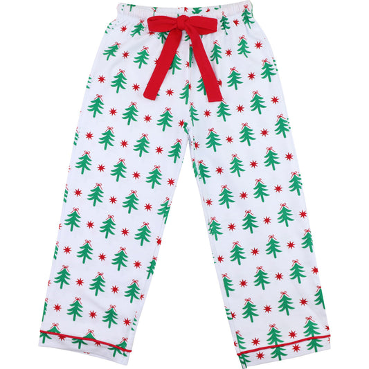 Girl's Red And Green Knit Christmas Tree Pajama Pants