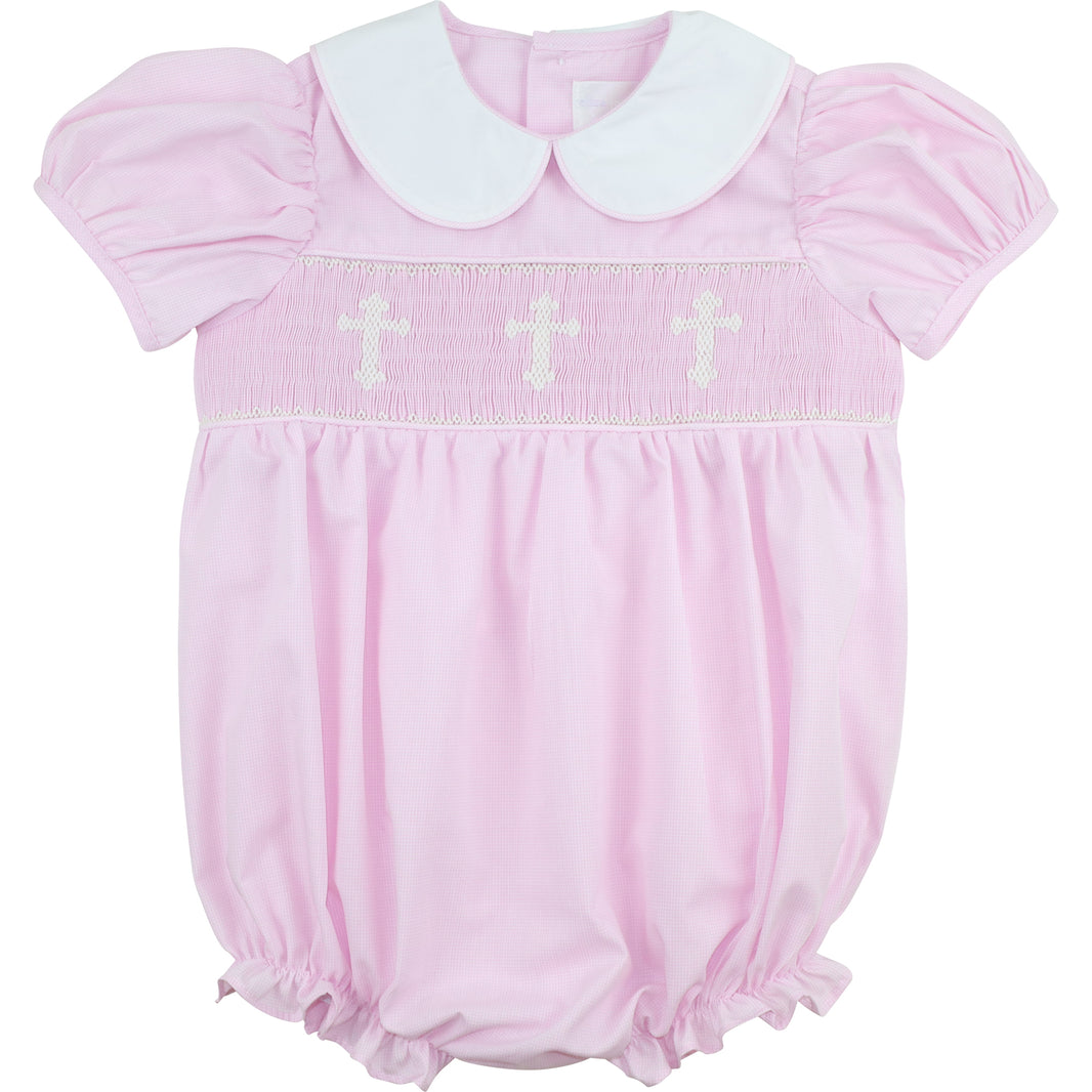 Yellow Lamb Baby Boys Haven Day Gown - Smocked Cross - Blue main image 0