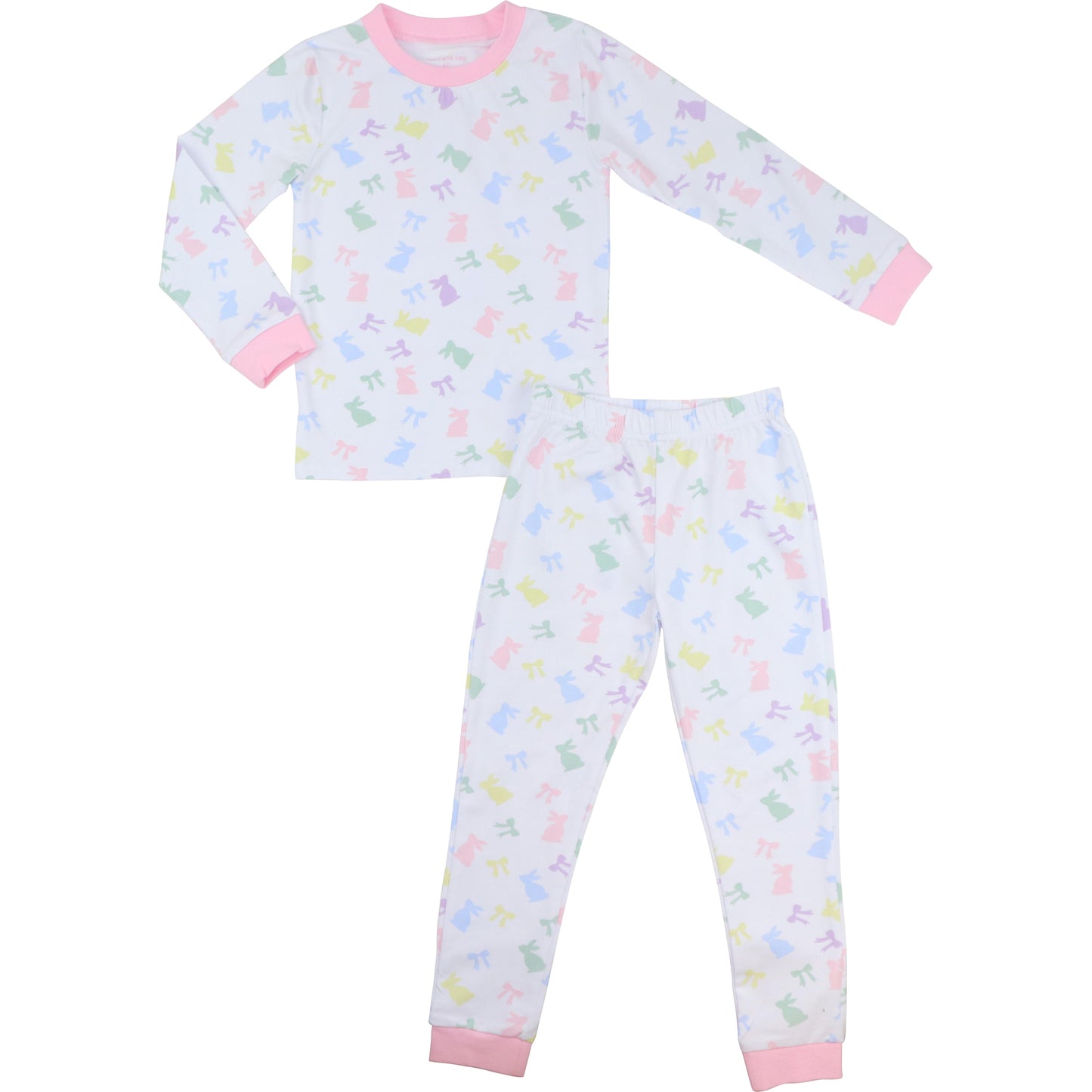 Colorful Bunnies And Bows Knit Pajamas