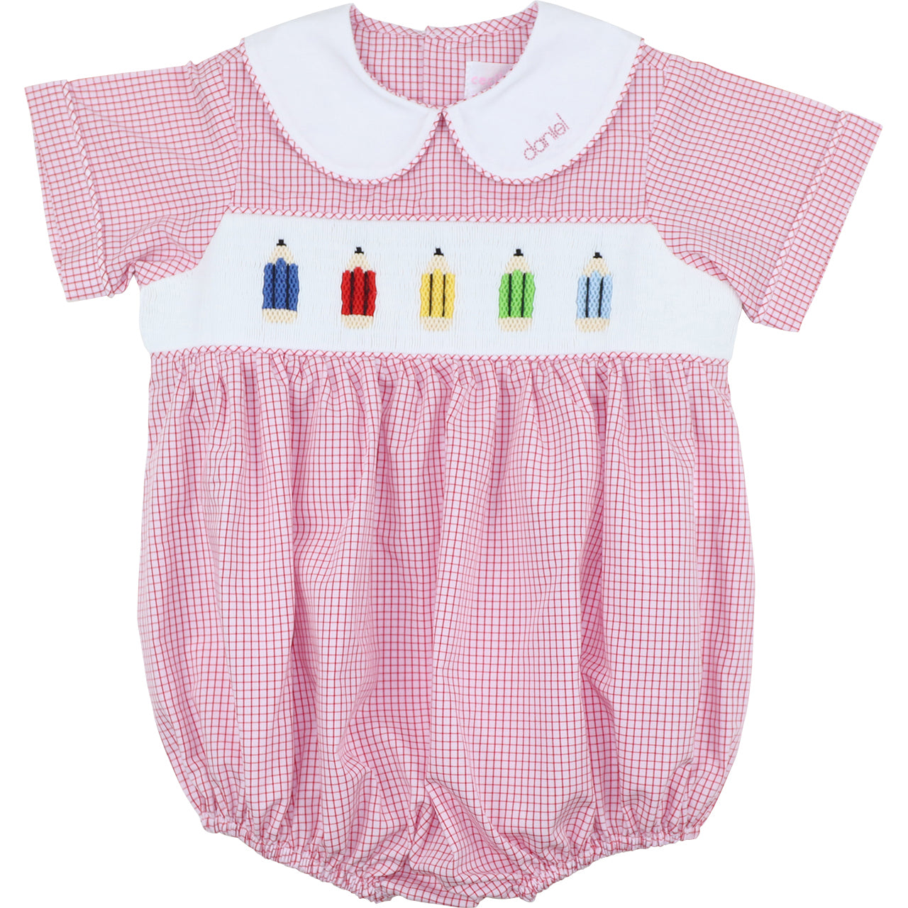 Red Gingham Smocked Pencil Bubble