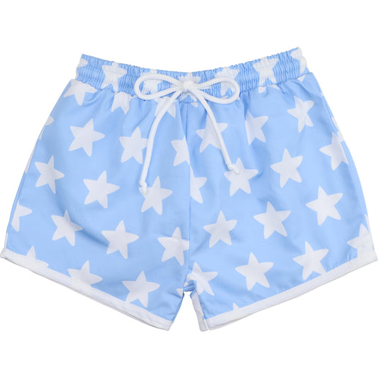 Blue And White Star Swim Trunks