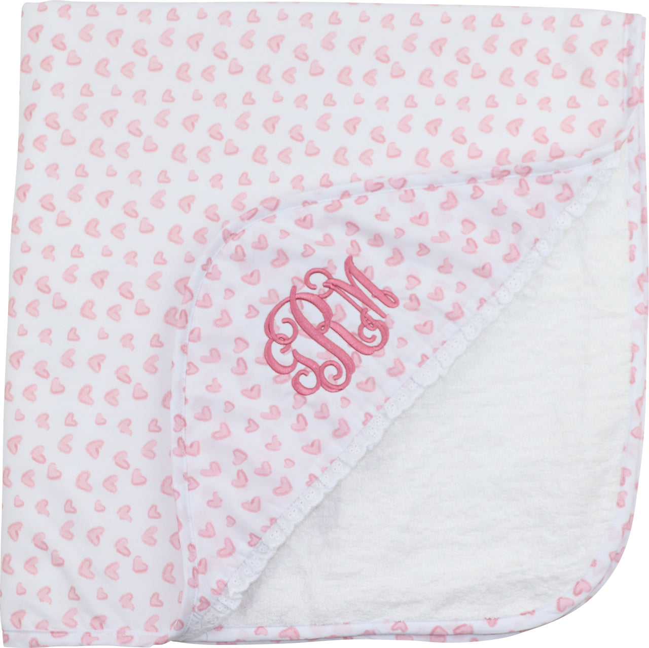 Pink Heart Print Hooded Towel