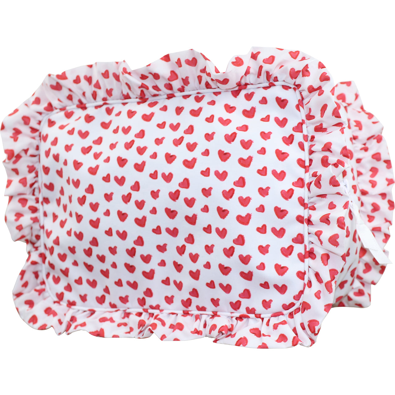 Red Heart Ruffle Zipper Pouch