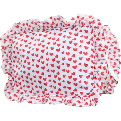 Red Heart Ruffle Zipper Pouch