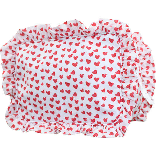 Red Heart Ruffle Zipper Pouch