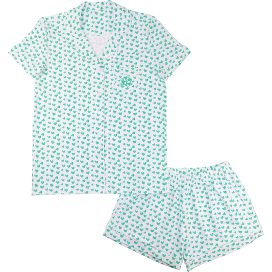 Green Heart Knit Pajamas