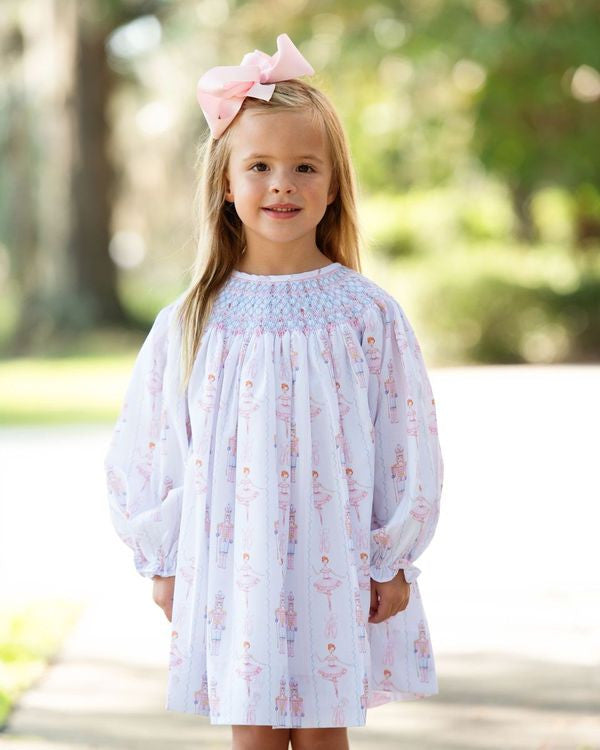 Cecil and Lou Pink and Blue Smocked Ballerina Nutcracker Dress