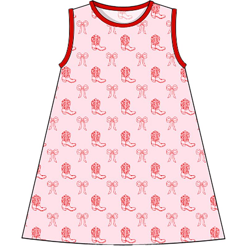 Pink And Red Knit Boots And Bows Dress