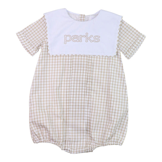 Khaki Windowpane Pleated Bubble