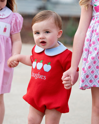 Red Honeycomb Applique Apple Bubble