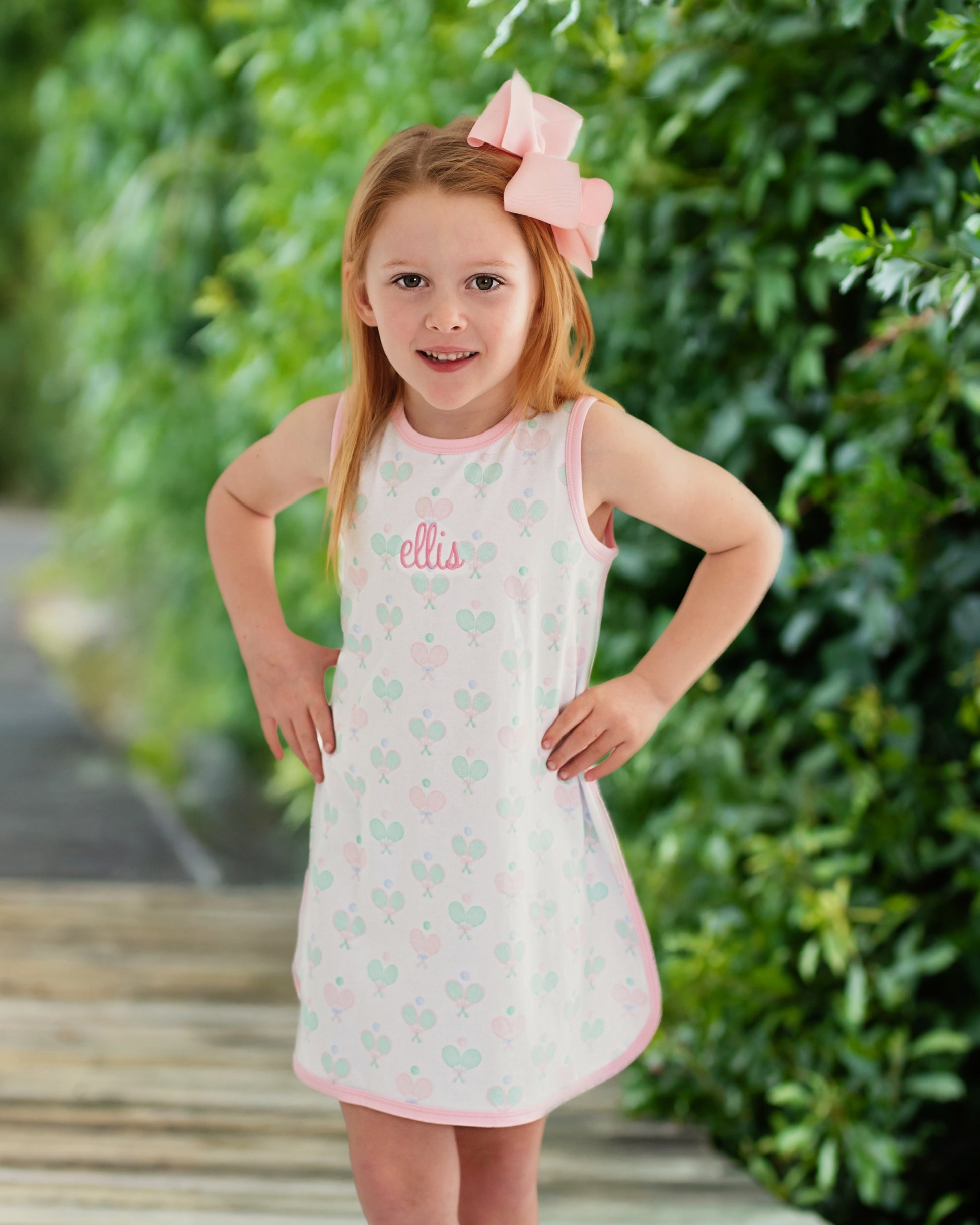 Pink And Mint Tennis Print Knit Play Dress Size 4T Pink And Mint Tennis Print Knit Play Dress Size 4T