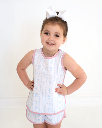 Blue Floral Stripe Knit Play Set