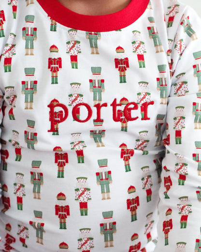 Green And Red Nutcracker Knit Pajamas
